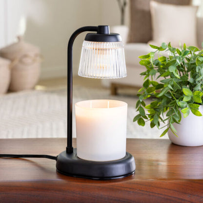 Fluted Glass Black Candle Warmer Lamp